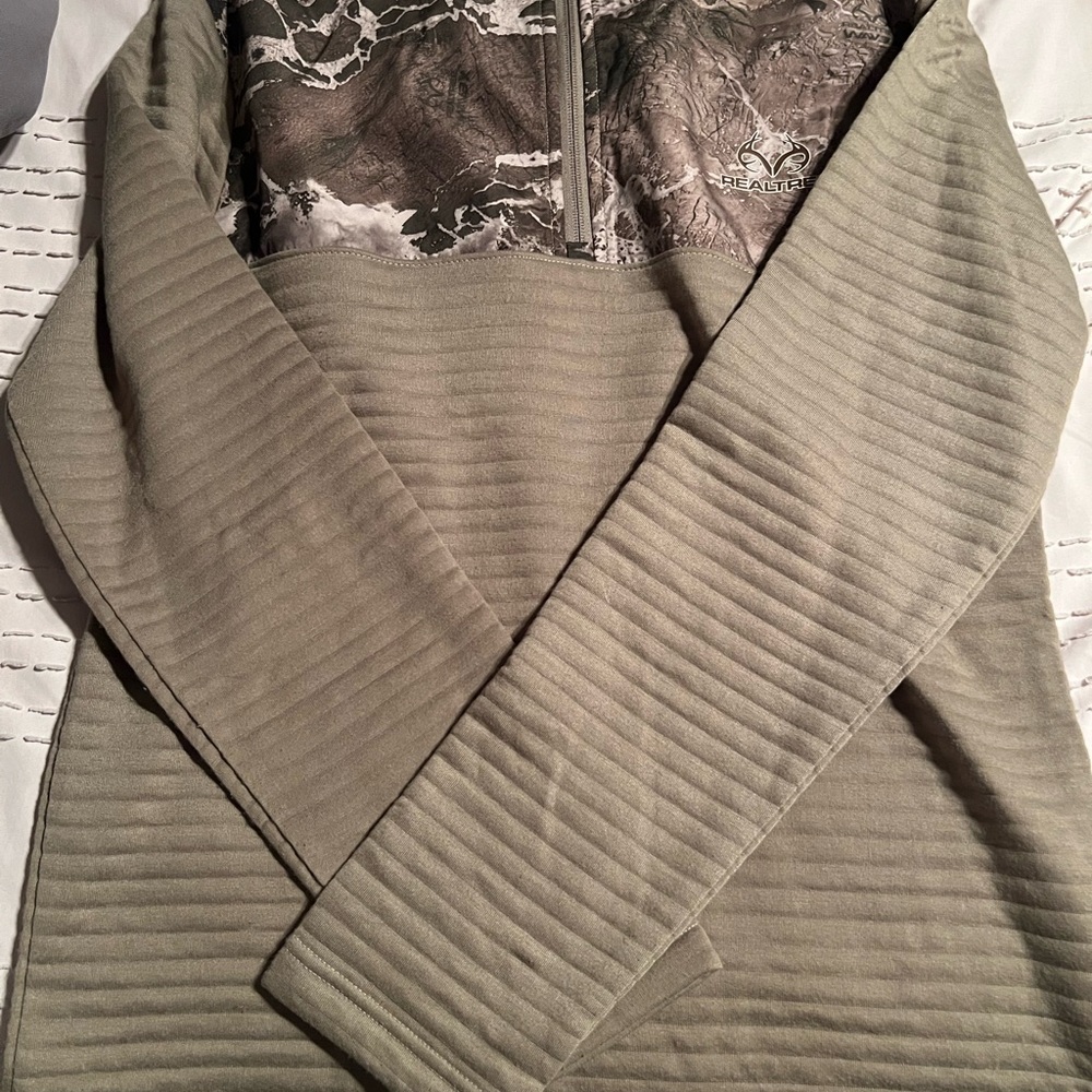 Cabela's Sage Green Half-Zip with Camo Accent